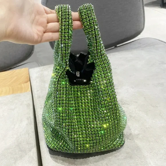 NWT Sparkling Bling SwarovskI Crystal Rhinestone Bucket Bag Shoulder Pur… - Picture 8 of 17